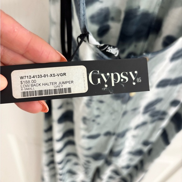 Gypsy 05 Black and White Halter Jumpsuit - Picture 3 of 6